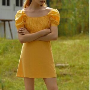 NWT Anthropologie Gathered Puff-Sleeve Mini Dress